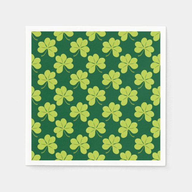 Cute Green Clover Shamrock Pattern Napkins (Front)