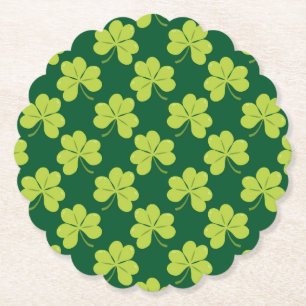 Cute Green Clover Shamrock Pattern Paper Coaster