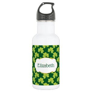 Cute Green Clover Shamrock Pattern Stainless Steel Water Bottle
