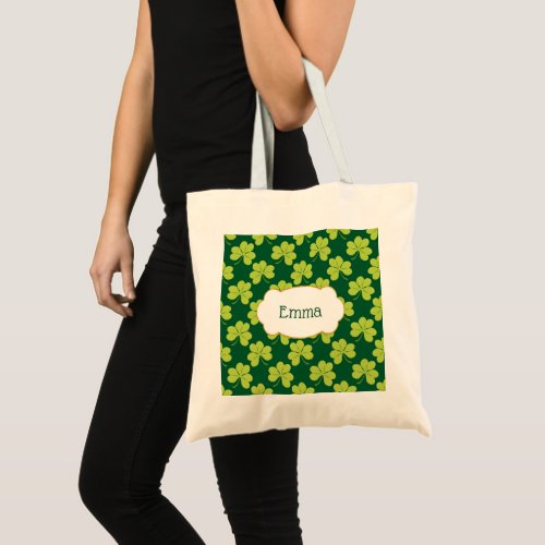 Cute Green Clover Shamrock Pattern Tote Bag