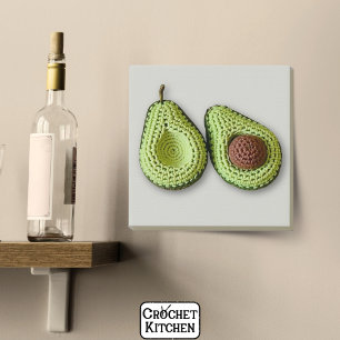 Cute Green Cottagecore Crochet Avocado Monogram Faux Canvas Print