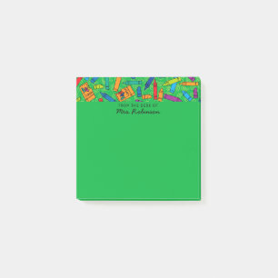 Cute Green Crayons Teacher From the Desk of 3x3 Post-it Notes