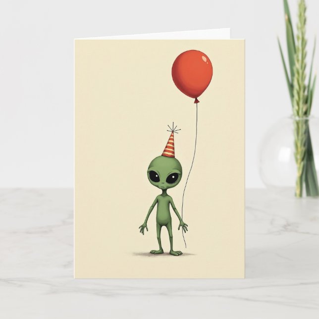 Cute Green Creature Hat Card (Front)