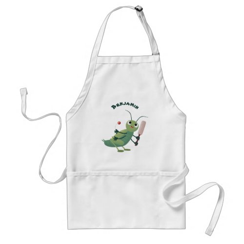 Cute green cricket insect cartoon illustration adult apron