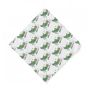 Cute green cricket insect cartoon illustration bandana