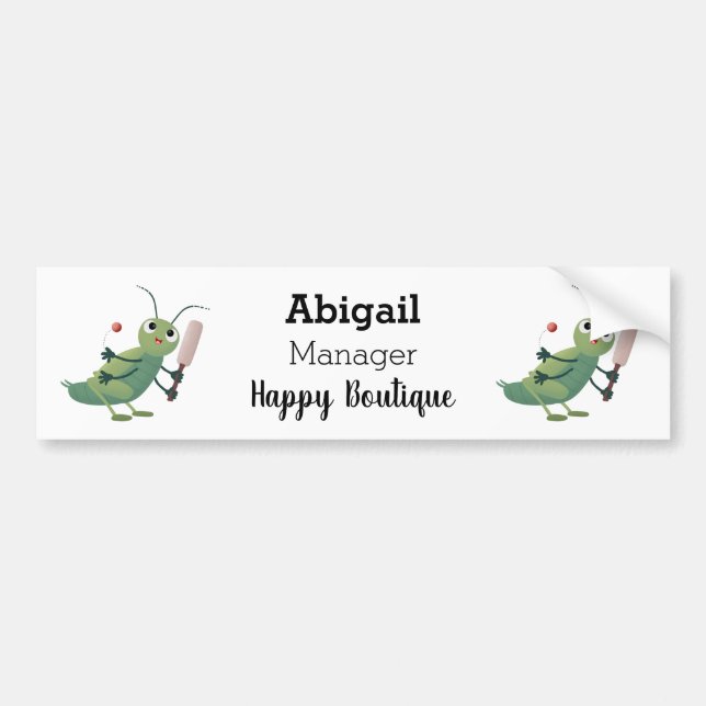 Cute green cricket insect cartoon illustration bumper sticker (Front)