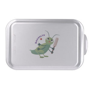 Cute green cricket insect cartoon illustration cake pan