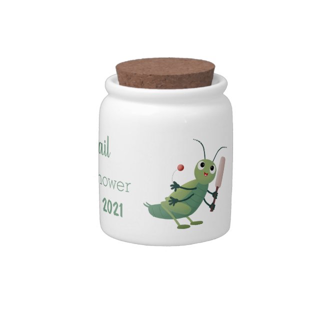 Cute green cricket insect cartoon illustration candy jar (Right)
