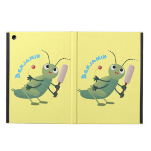Cute green cricket insect cartoon illustration case for iPad air