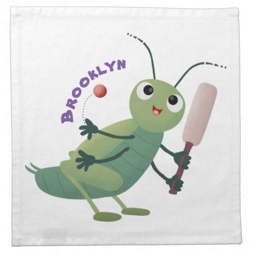 Cute green cricket insect cartoon illustration cloth napkin