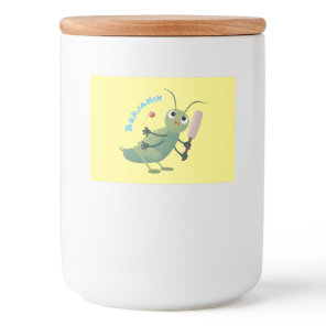 Cute green cricket insect cartoon illustration food label