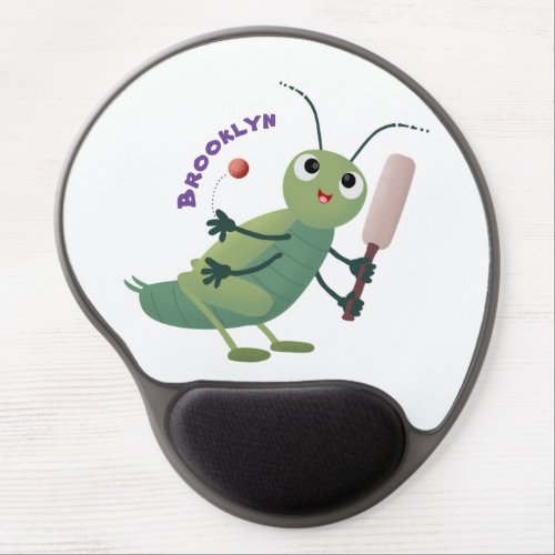 Cute green cricket insect cartoon illustration gel mouse pad