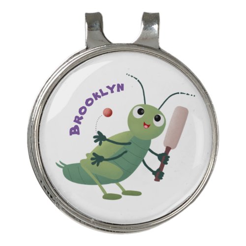 Cute green cricket insect cartoon illustration golf hat clip