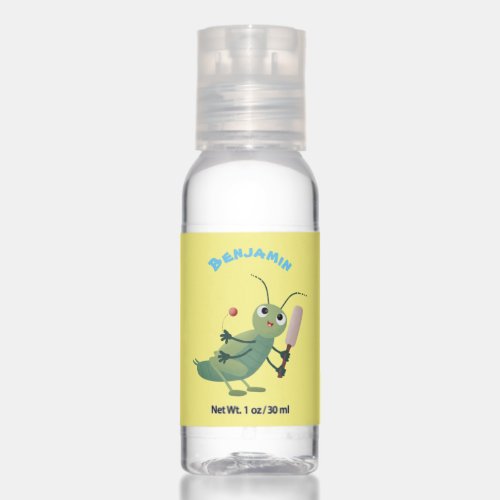 Cute green cricket insect cartoon illustration hand sanitizer