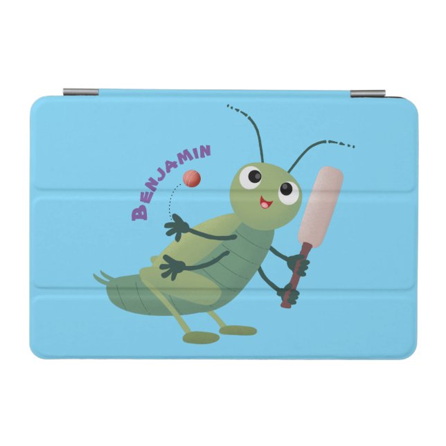 Cute green cricket insect cartoon illustration iPad mini cover (Horizontal)