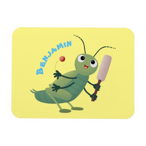 Cute green cricket insect cartoon illustration magnet