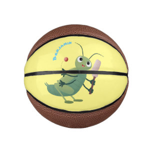 Cute green cricket insect cartoon illustration mini basketball