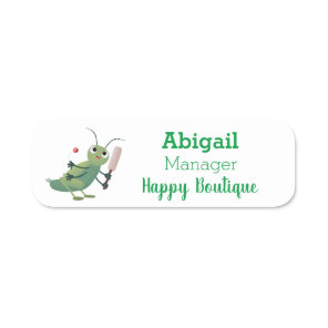 Cute green cricket insect cartoon illustration  name tag