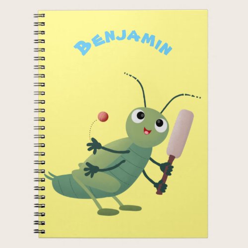 Cute green cricket insect cartoon illustration notebook Cute green cricket insect cartoon illustration notebook
