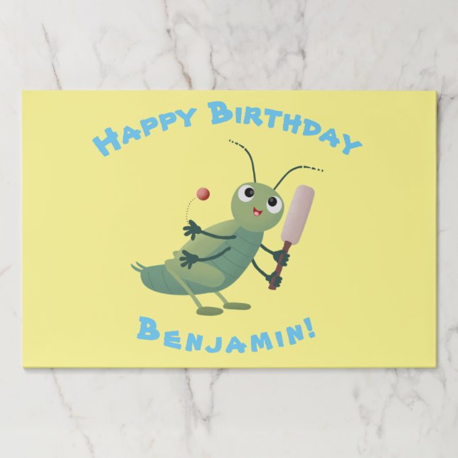 Cute green cricket insect cartoon illustration paper pad (Front)