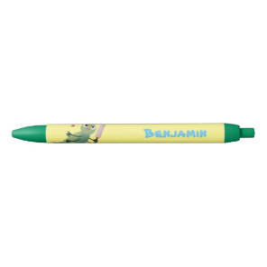 Cute green cricket insect cartoon illustration pen