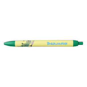 Cute green cricket insect cartoon illustration pen