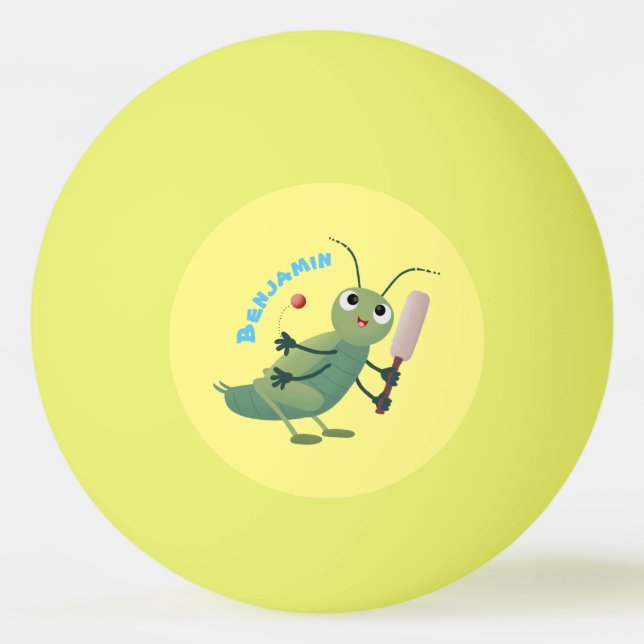 Cute green cricket insect cartoon illustration ping pong ball (Front)