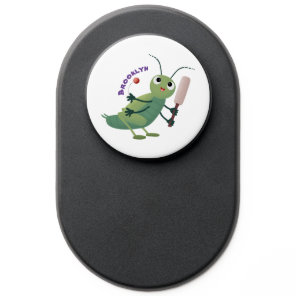 Cute green cricket insect cartoon illustration PopSocket