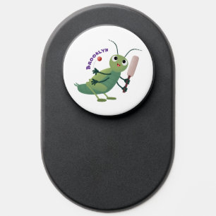 Cute green cricket insect cartoon illustration PopSocket