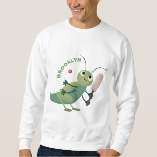 Cute green cricket insect cartoon illustration sweatshirt