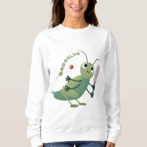 Cute green cricket insect cartoon illustration sweatshirt