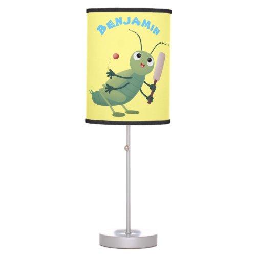 Cute green cricket insect cartoon illustration table lamp