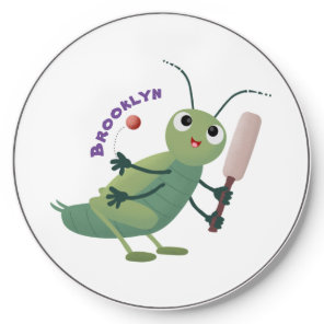 Cute green cricket insect cartoon illustration wireless charger