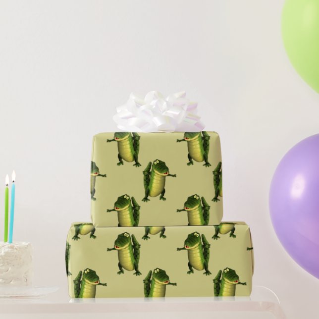 Cute Green Crocodiles Wrapping Paper (Creator Uploaded)