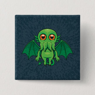Cute Green Cthulhu Monster Button