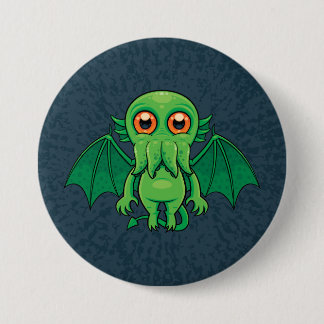 Cute Green Cthulhu Monster Button