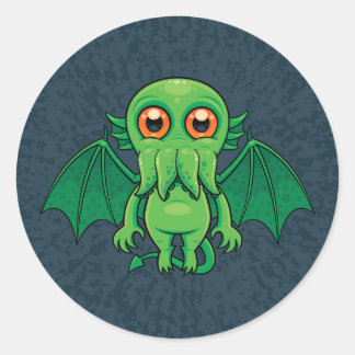 Cute Green Cthulhu Monster Classic Round Sticker