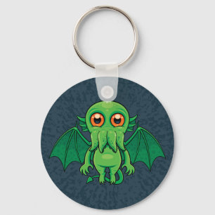 Cute Green Cthulhu Monster Keychain