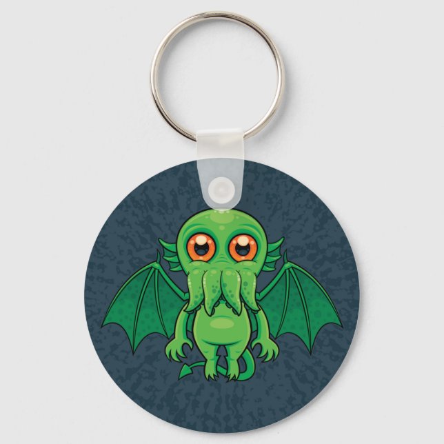 Cute Green Cthulhu Monster Keychain (Front)