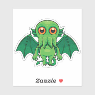 Cute Green Cthulhu Monster Sticker