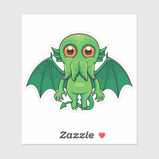 Cute Green Cthulhu Monster Sticker (Sheet)