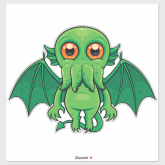 Cute Green Cthulhu Monster Sticker