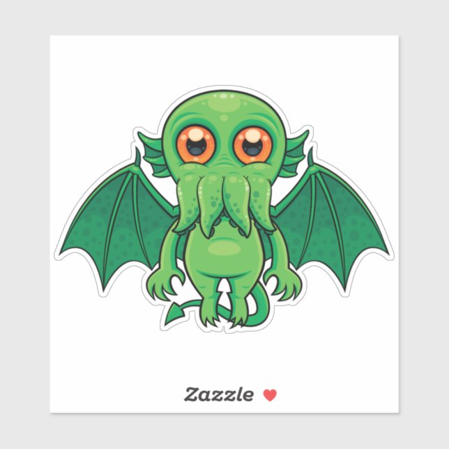 Cute Green Cthulhu Monster Sticker (Sheet)