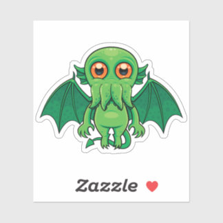 Cute Green Cthulhu Monster Sticker