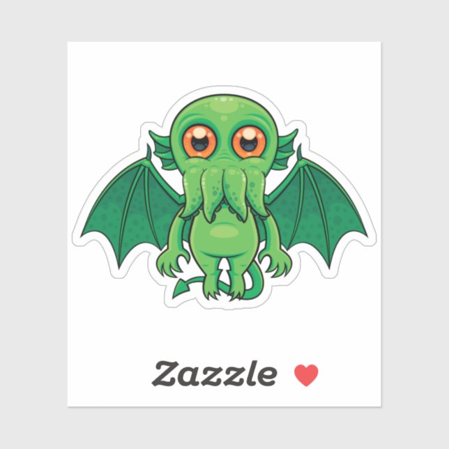Cute Green Cthulhu Monster Sticker (Sheet)