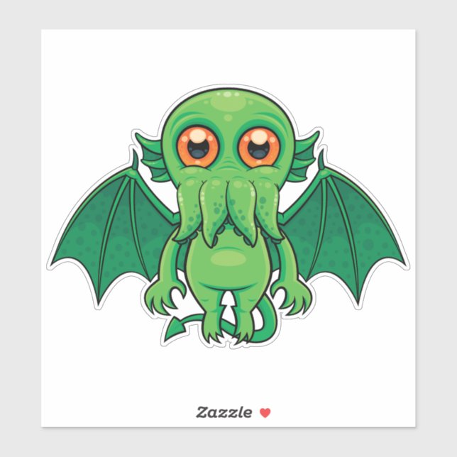 Cute Green Cthulhu Monster Sticker (Sheet)