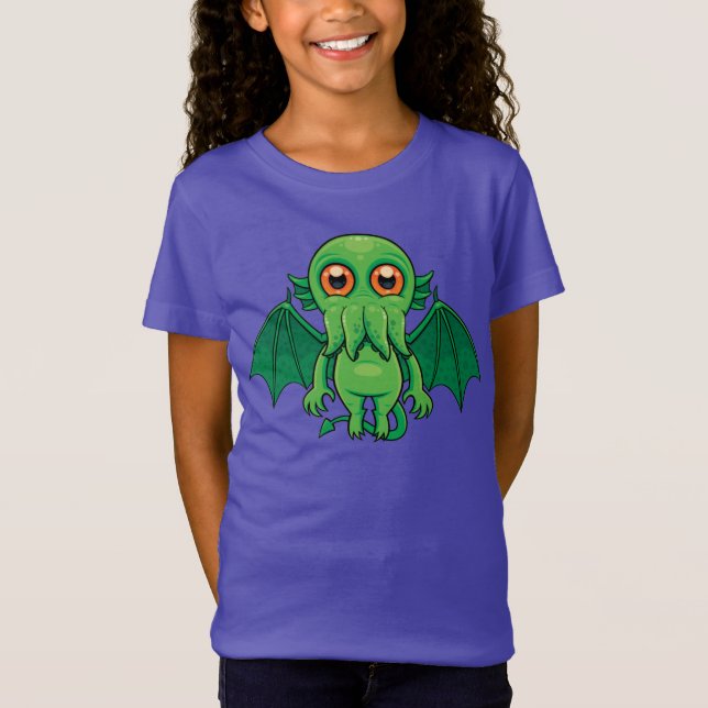 Cute Green Cthulhu Monster T-Shirt (Front)