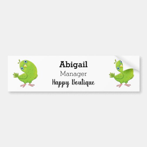 Cute green curious parakeet cartoon illustration  bumper sticker