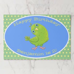 Cute green curious parakeet cartoon illustration paper pad