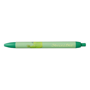 Cute green curious parakeet cartoon illustration pen